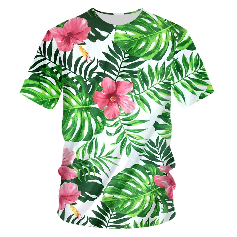

OGKB 3D Banana Leaf Print Green Tshirts Men Summer Hawaiian Seaside Holiday Style Male Casual Tops Clothes Beach TShirt Plus 7XL