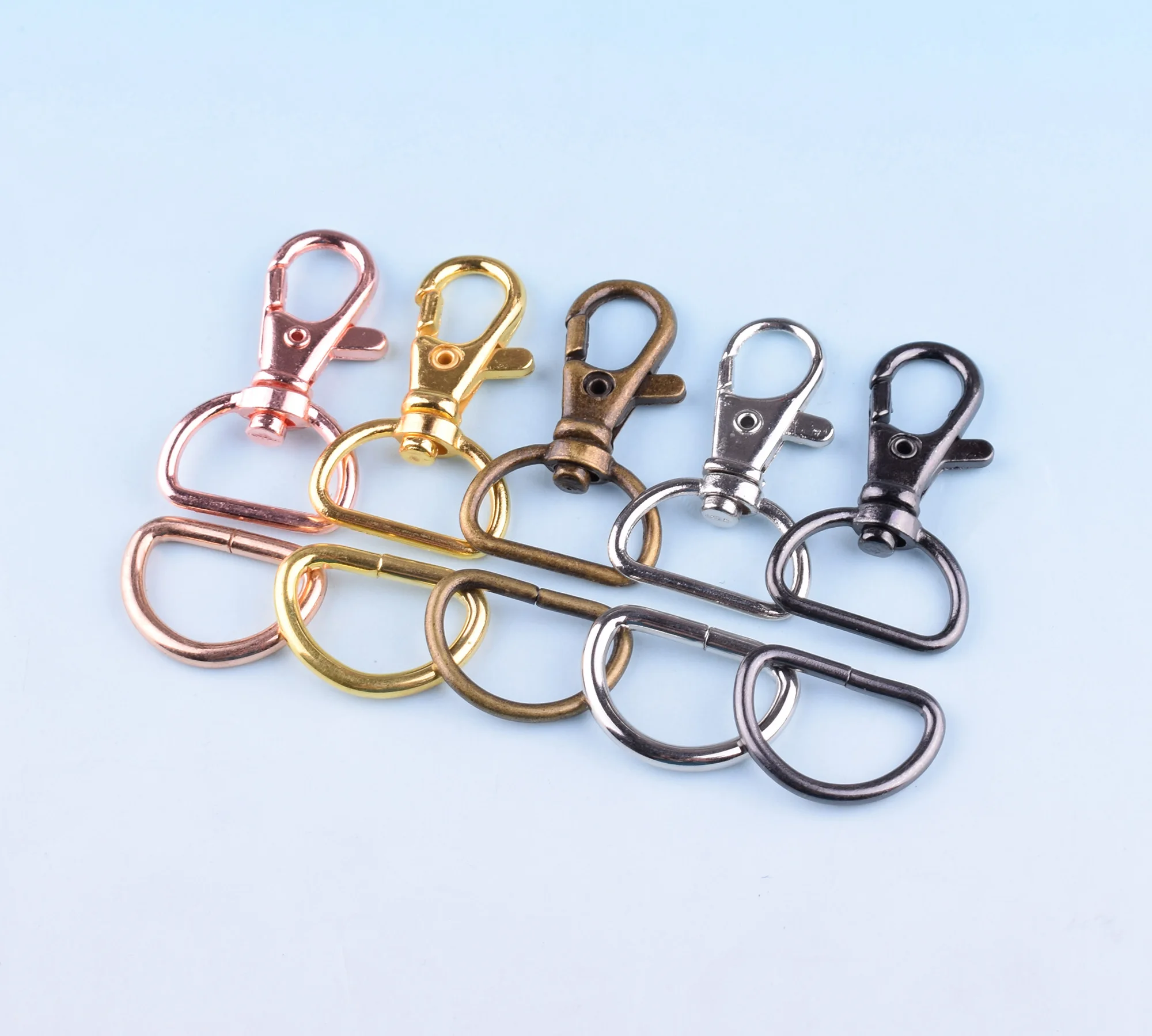 

10sets 20mm Swivel Clasp with d rings Lobster Clasp Lanyard Clips Snap Hook purse clasp push gate swivel clips