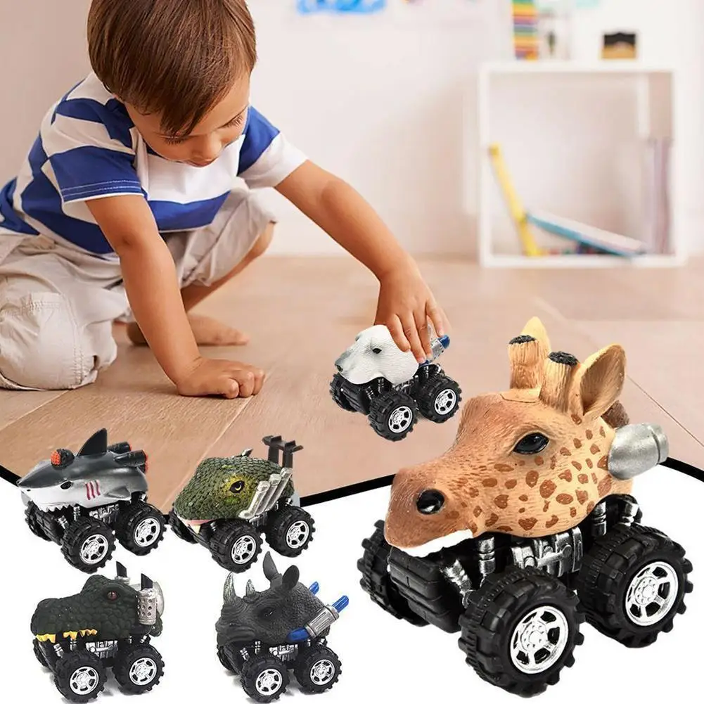 

Children Pull Back Animal Shape Cars Toys Tiger Lion Headwear Diecast Friction Mini Car For Kids Toy Car Gifts Simulation Model