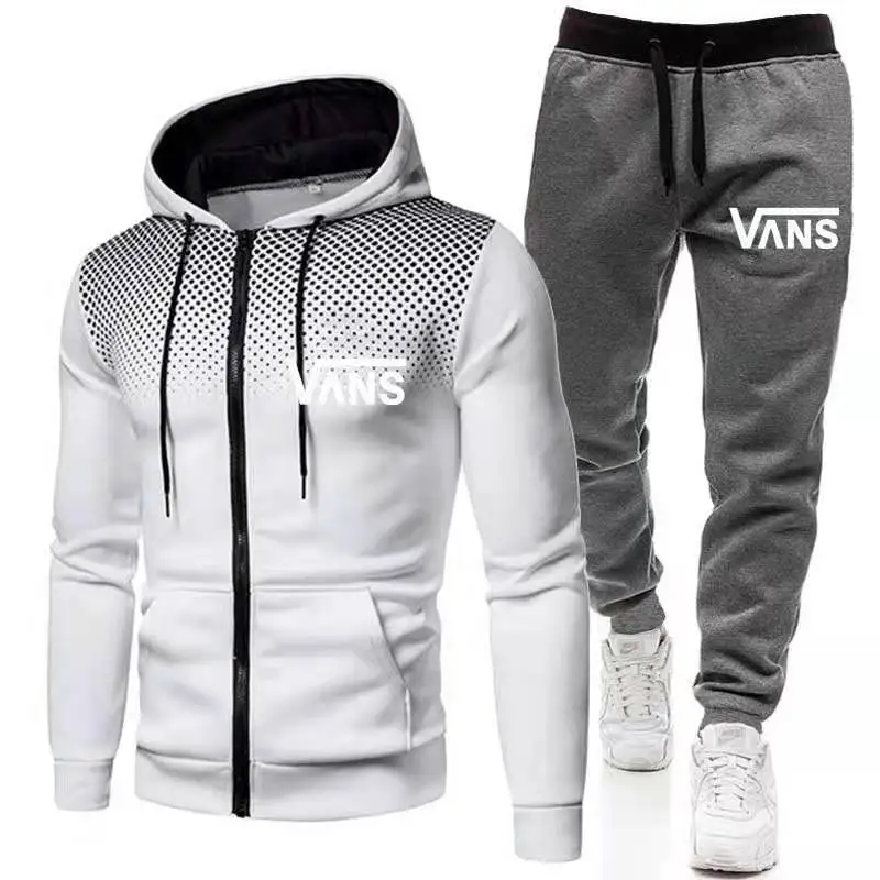 

Brand two-piece sports suit men's and women's fall zip-up hooded sweatshirt + trousers solid sports fitness hooded jacket runnin