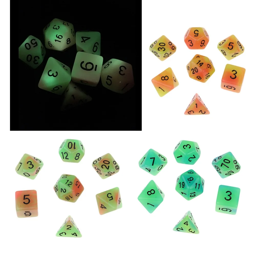 MagiDeal, 7 штук, многогранные кости для подземелий и драконов, D20, D12, D10, D8, D6, D4, настольные игры+ вечерние кубики