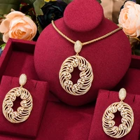 kellybola brand trendy luxury dubai oval dangle drop earrings necklace for women wedding cubic zircon nobal bridal jewelry set