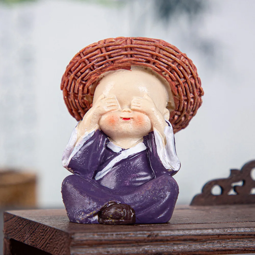 

4pcs Little Monks Decoration Creative Desktop Ornament Unique Resin Crafts Tabletop Adornment for Home Living Room