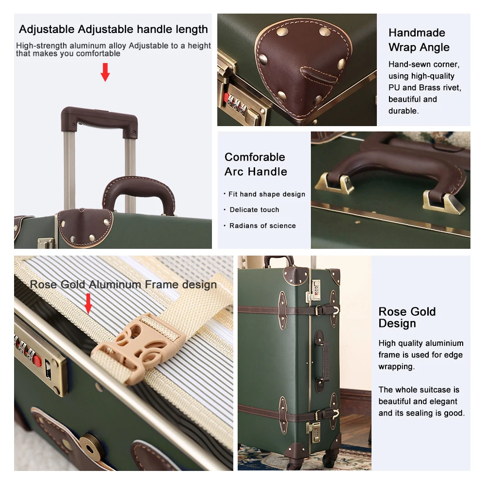 Чемодан из искусственной кожи набор для переноски багажа винтажный чемодан на