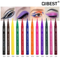 qibest 12 colorsset eyeliner liquid waterproof not blooming easy to wear make up matte eye liner pen liquid color eyeliner