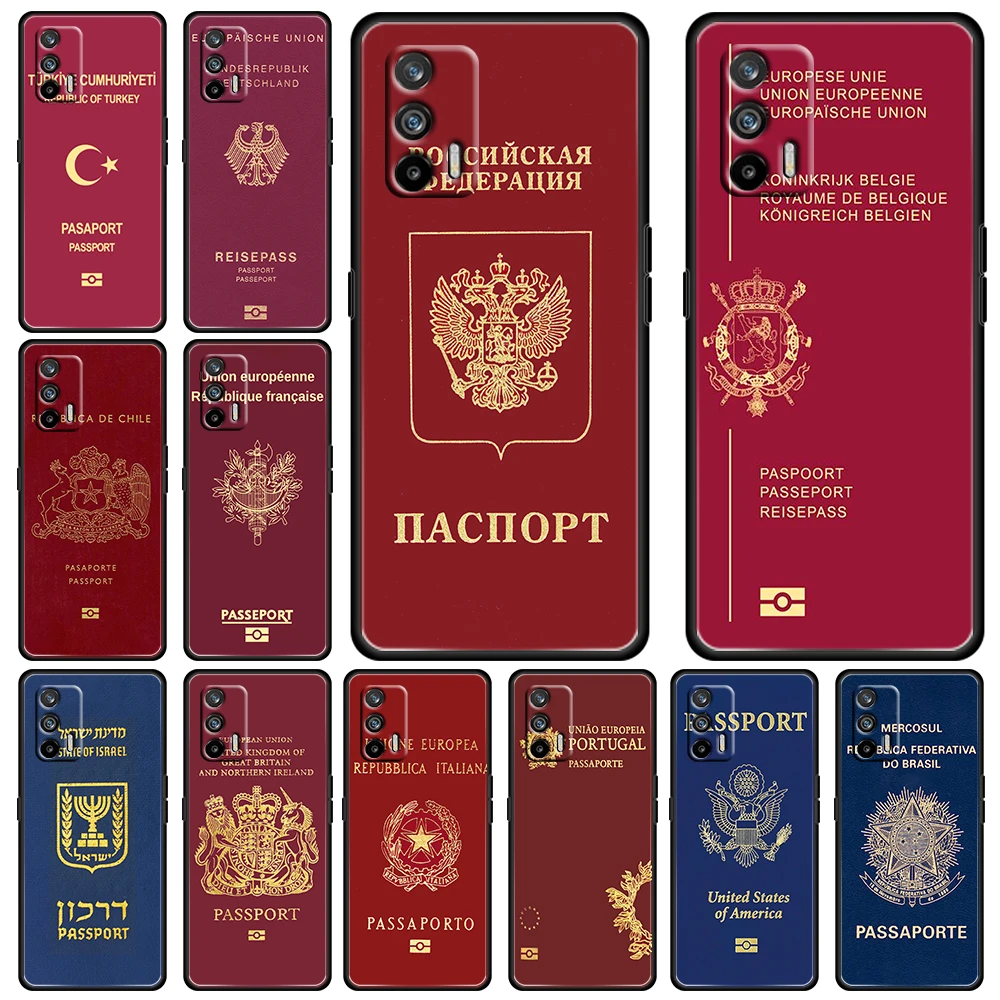 

Fashion Passport For OPPO Realme GT Explorer Master Neo Flash Edition C21 C20 C15 C11 C3 Soft Black Phone Case