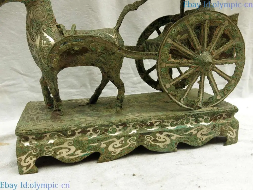 10 &quotКитайский Старый Бронзовый Серебряный декоративный узор резная лошадь