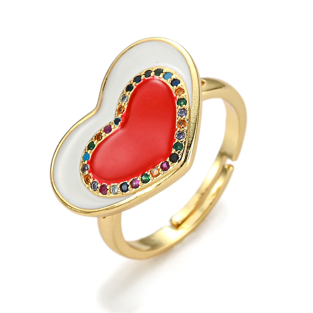 Женское кольцо с цирконом Открытое из меди в вечерние сердца | Украшения и
