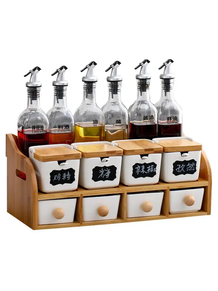 Бытовая коробка для приправ стеклянная бутылка масла сочетание кухни креативная