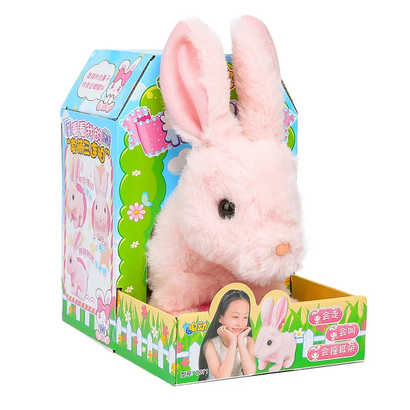 Робот кролик игрушка электронный плюшевый питомец ходящий прыжок интерактивные