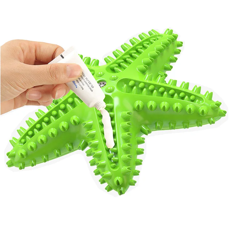 

TPR Tooth Cleaning Brush Molar Squeaky Dog Toy Star Shaped Floating Strong Durable Elastic Bite Resistant Tooth Brush
