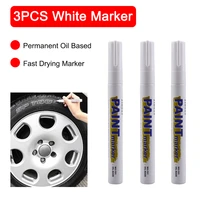 3pcs white waterproof rubber permanent paint marker pen car tyre tread tire painting quick dry permanent car accessories tools