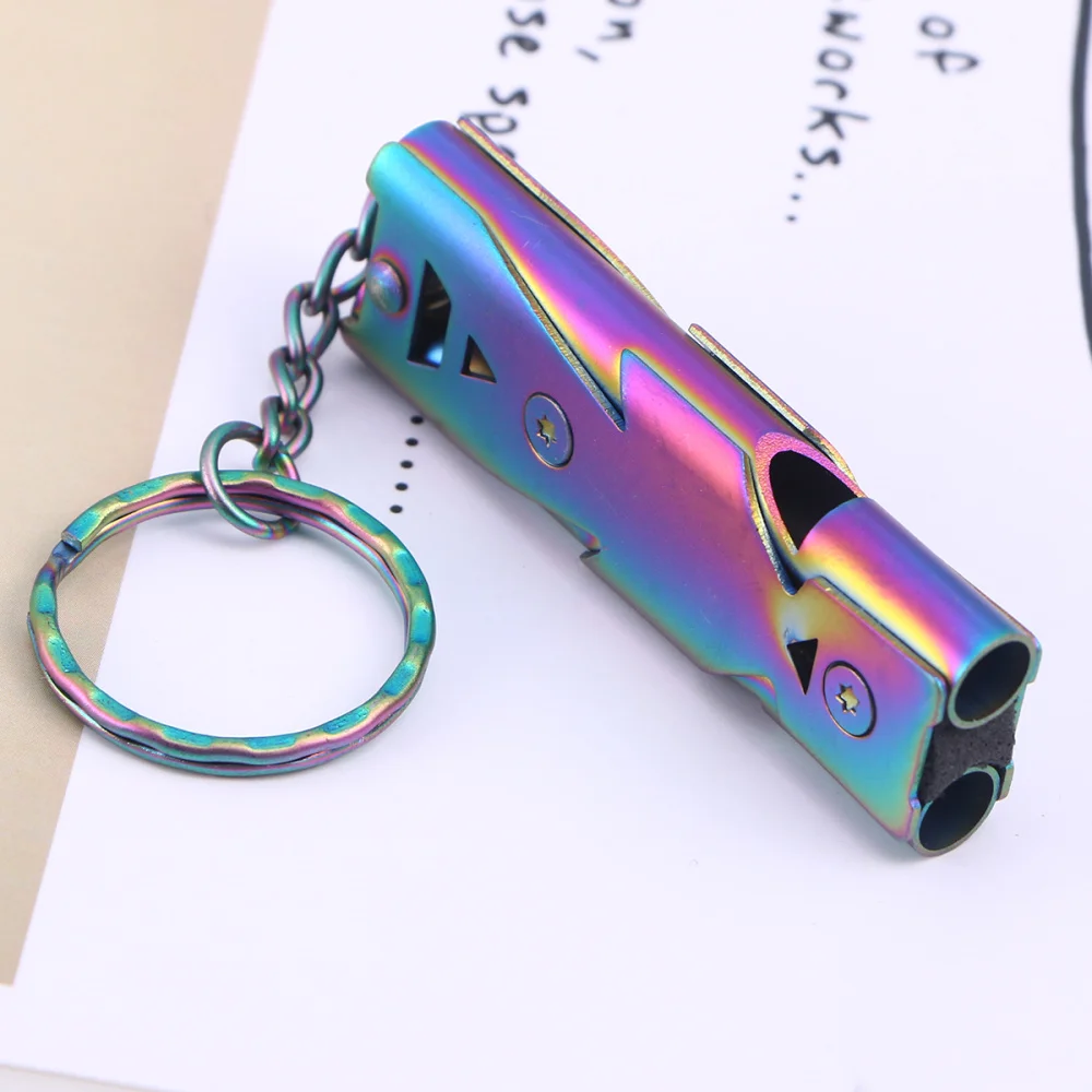 

1 Pc Emergency Whistles High Pitch Double Tubes Survival Lifeguard Whistle Lanyard Keychain Outdoor Camping Hiking Boating Hunti
