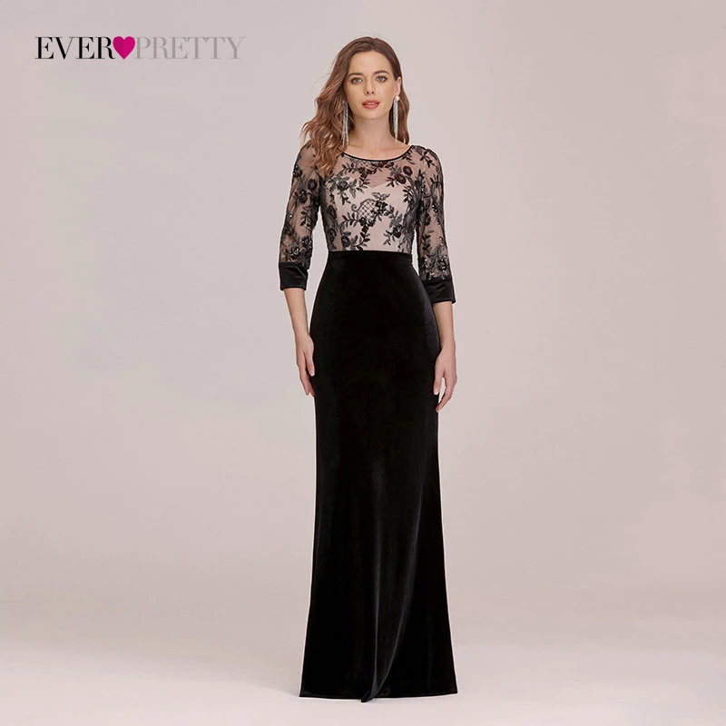 Женское вечернее платье Русалка Ever Pretty длинное бархатное с высокой талией и