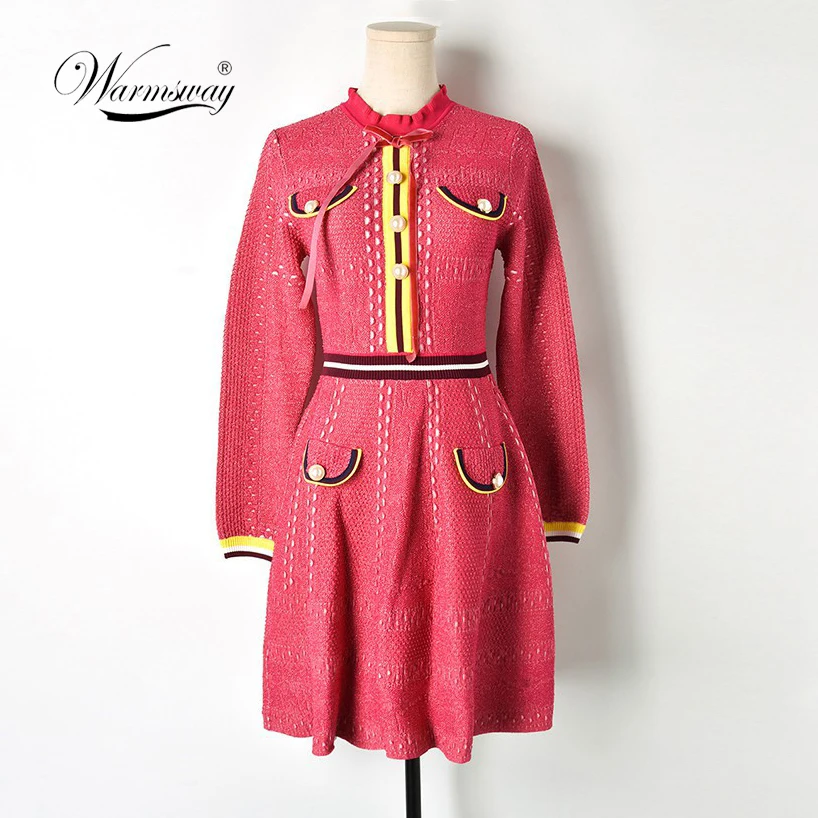 Шикарный воротник с рюшами Свитер длинными рукавами платье из органической кожи