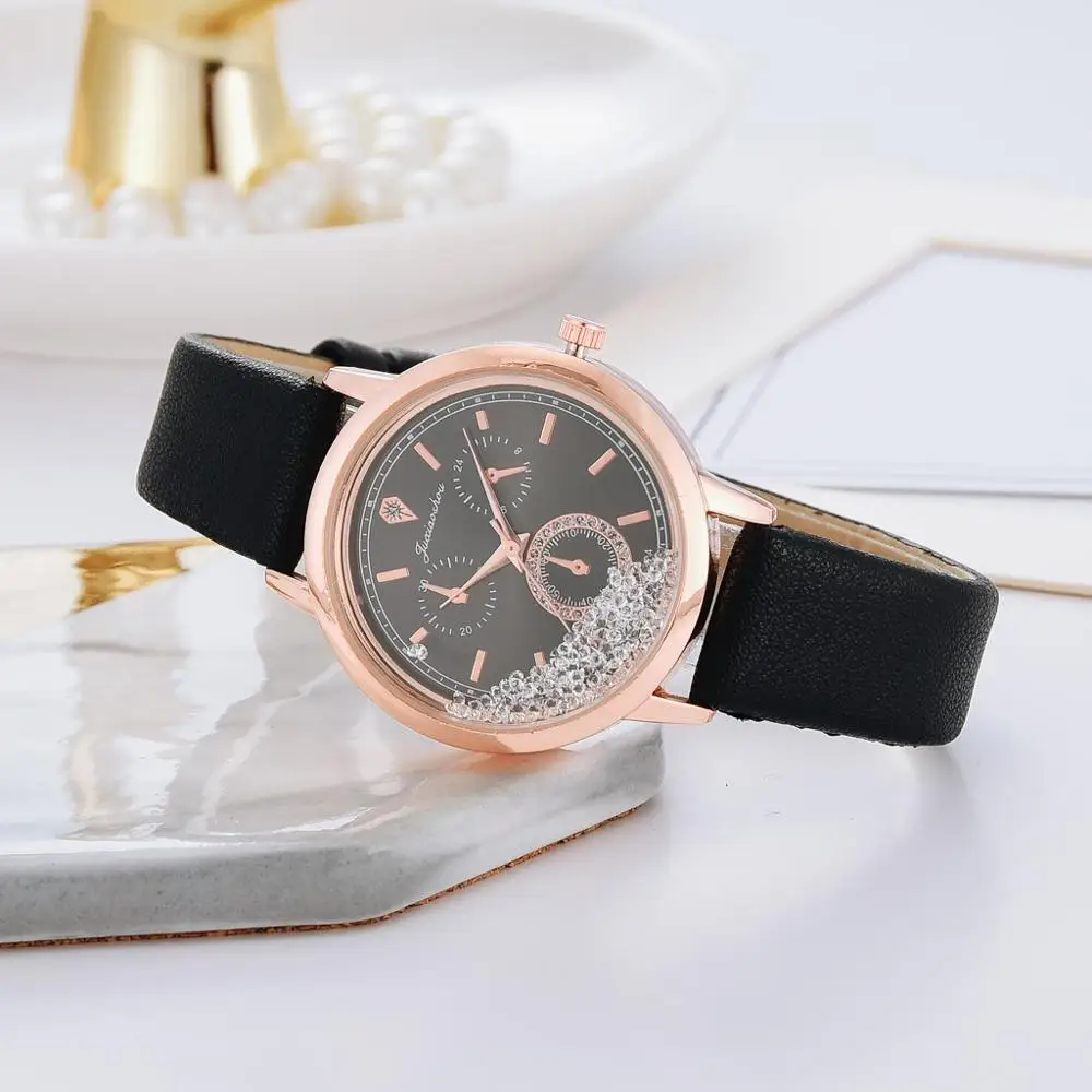 

Fashion Women Watch 2 PCS/Set Bracelet Dress Quartz Clock Ladies Crystal Dial Sports Wrist Watches Relogio Feminino