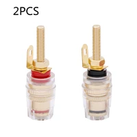 2pcs gold plated binding post banana socket connector 4mm banana plug amplifier speaker terminals non magnetic wire connector