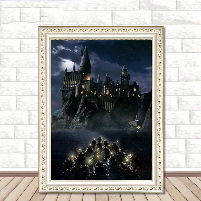 

Алмазная 5D живопись, вышивка из квадратных страз «Замок», вышивка крестиком, круглые мозаичные украшения «сделай сам»