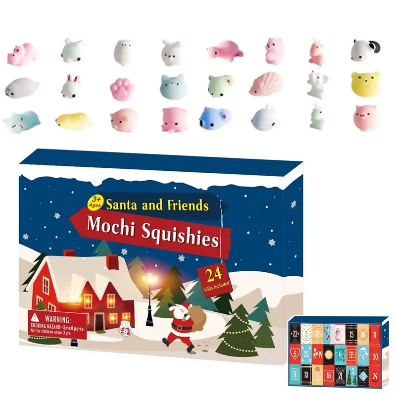 

Christmas Advent Countdown Calendar Toy 24pcs/Set Different Cute Mochi Animals Calendar 24 Days Christmas Squishy Toys Gift