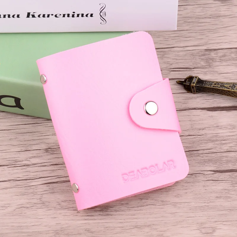 Pink Для мужчин и женщин, кожзам, функция 12 бит, Чехол для карт, бизнес-держатель для карт, сумка для кредитных карт, карт, ID, паспорта, карт, кошелек - Цвет: Pink