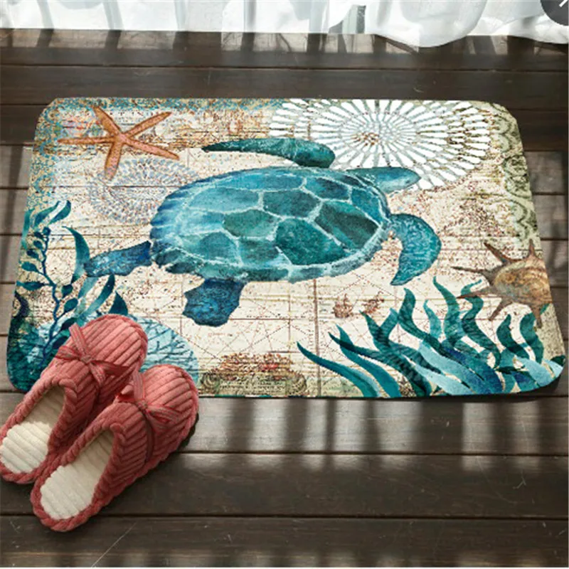 Морской стиль черепаха дневной коврик фланелевый тканевый для украшения дома