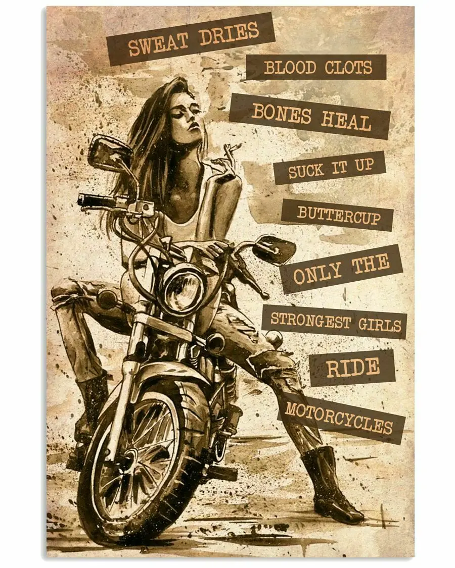Жестяная винтажная тарелка с изображением девушек, только сильнейших девушек, ездящих на мотоцикле, железной живописи, настенная тарелка для дома, бара, паба, мужской пещеры