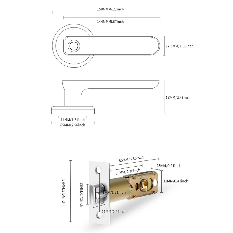 

50 Fingerprints and Touch Screen Smart Keyless Door Lock for Wooden Doors