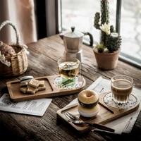 japanese wood bread dessert tray home breakfast serving platter cake fruit drink cups holder plate coffee platter display plate