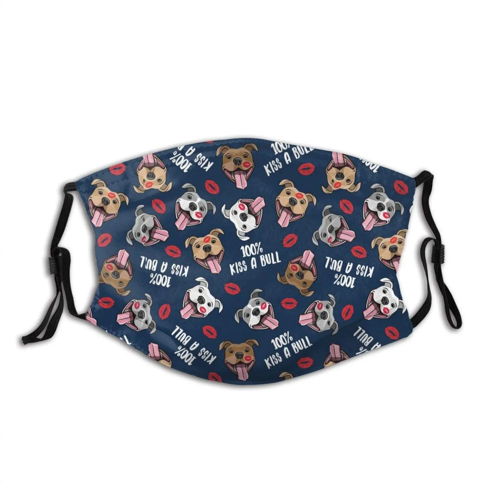 

Cute Happy Pit Bulls Dog Breed Face Mask Washable Face Scarves Reusable Fabric With 2 Filters For Adults Gifts
