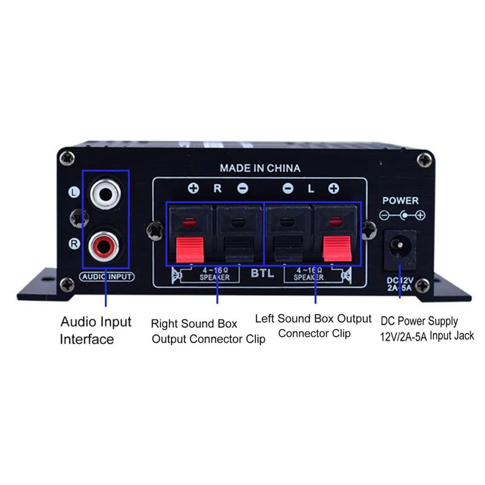 

Accessories Power Amplifier Black 400W DC12V Bluetooth Stereo Receiver