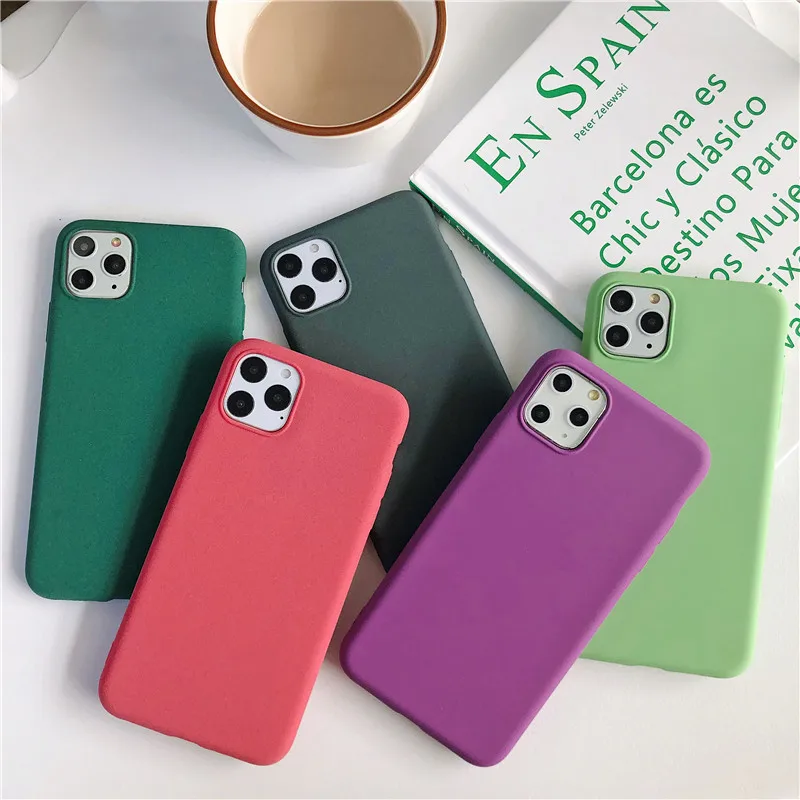 

Phone Case For Samsung Galaxy A01 A91 A81 A71 A51 A90 A70 A50 S20 Plus Ultra Matte Pure Color Soft Silicone Purple Color Coque