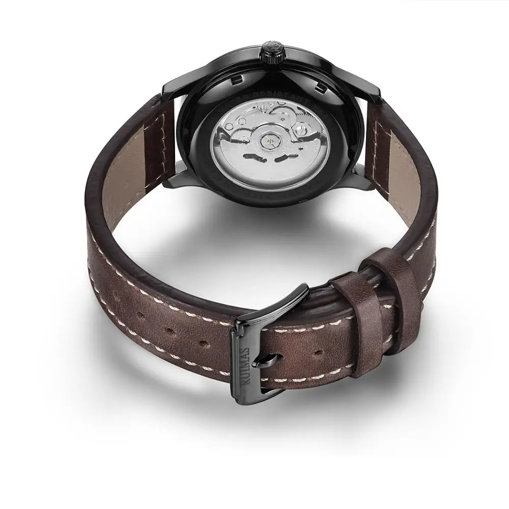 Модные японские автоматические часы Movt мужские деловые механические с кожаным