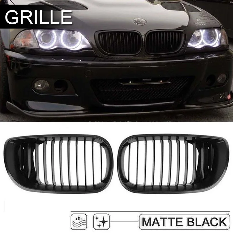 Пара черный почек передняя решетка радиатора для BMW E46 3 серии 4 двери 4D 2002 2005