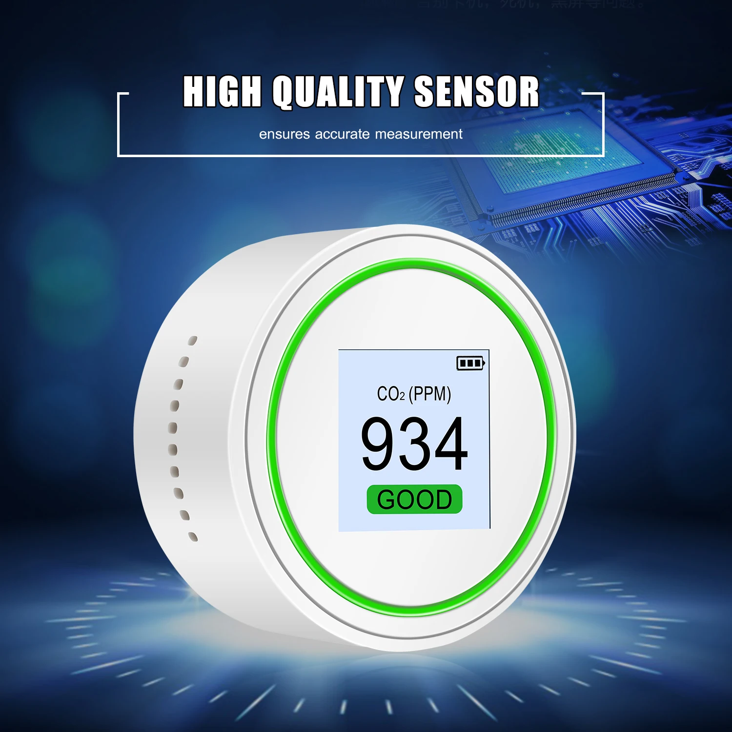 

CO2 & TVOC Tester Air Quality Detector Palm Size Air Quality Tester High Accuracy Air Quality Monitor Light & Sound Reminder