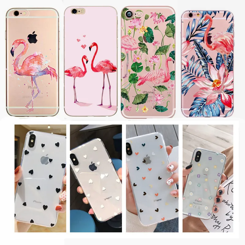 

Мягкий силиконовый чехол с рисунком для iPhone 5S 5 6 6S 7 8 Plus, прозрачный чехол с изображением единорога фламинго для Iphone SE 2020