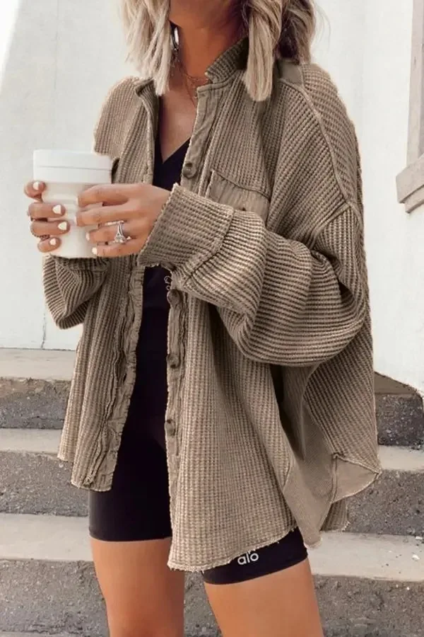 

Soft Turn-down Collar Fashion Casual Women's Shirt Coat Pocket Patching Irregular Jacket Women Outwear 2021 Autumn Coats