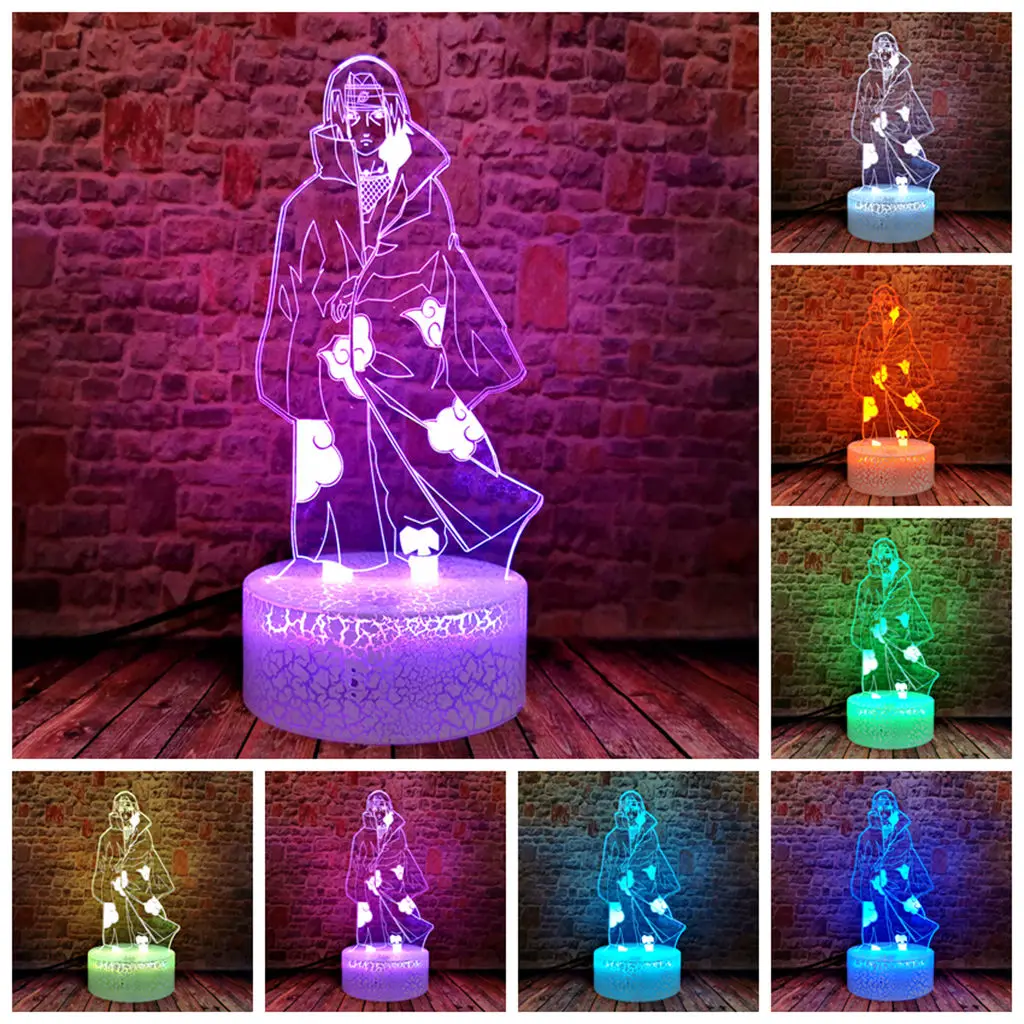 

Sasuke Anime Figuras 3D Illusion LED Desk Nightlight Colorful Changing Light Uchiha Itachi Model Toys Boys