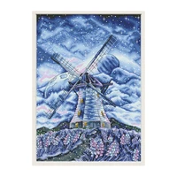 windmill under the stars stamped cross stitch patterns embroidery kits printed fabric 11ct 14ct diy handmade home decor painting