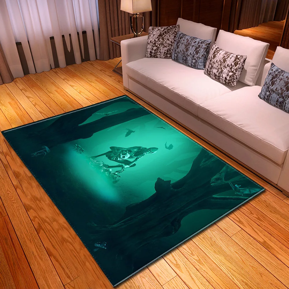 

3D skull living room rug floor mat bedroom dining room carpet personality black rugs parlor soft tapete home Decorative