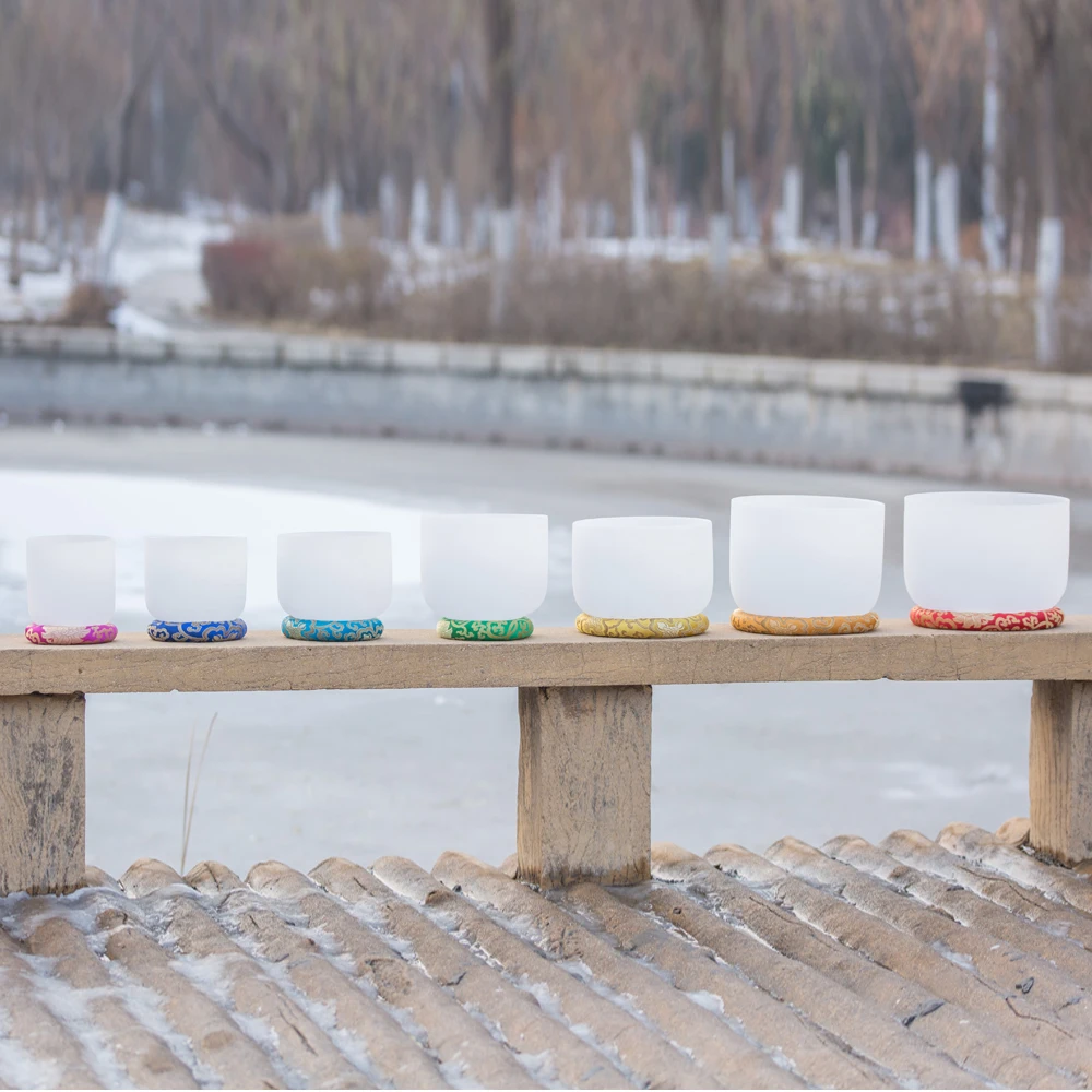 Поющая чаша из матового кварца для чакр 6-12 дюймов набор 7 шт. | Спорт и развлечения