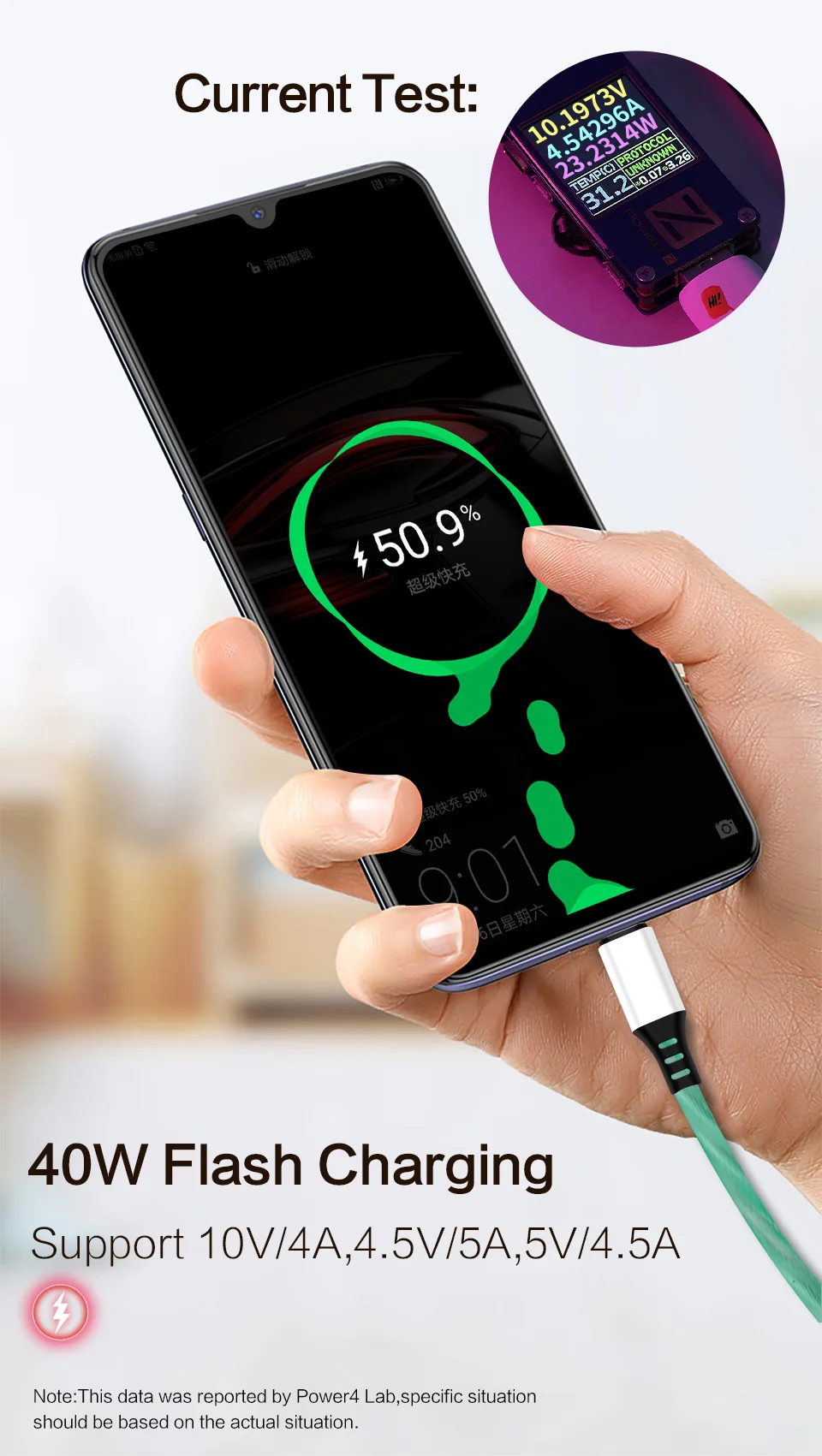 Power4 умный зарядный кабель usb type C для huawei Быстрая зарядка USB C кабель зарядное устройство для Xiaomi samsung htc USB-C кабель