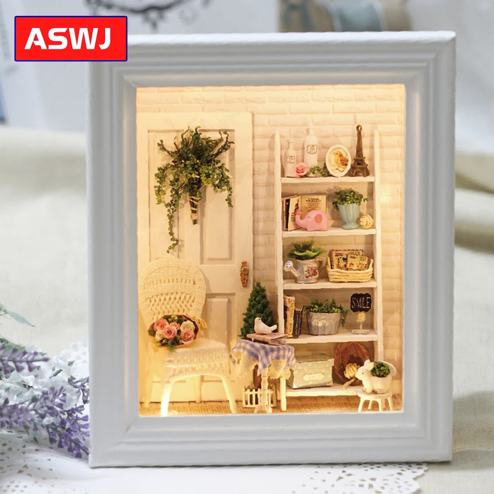 Кукольный домик сделай сам миниатюрная рамка с мебелью строительные комплекты деревянный кукольный