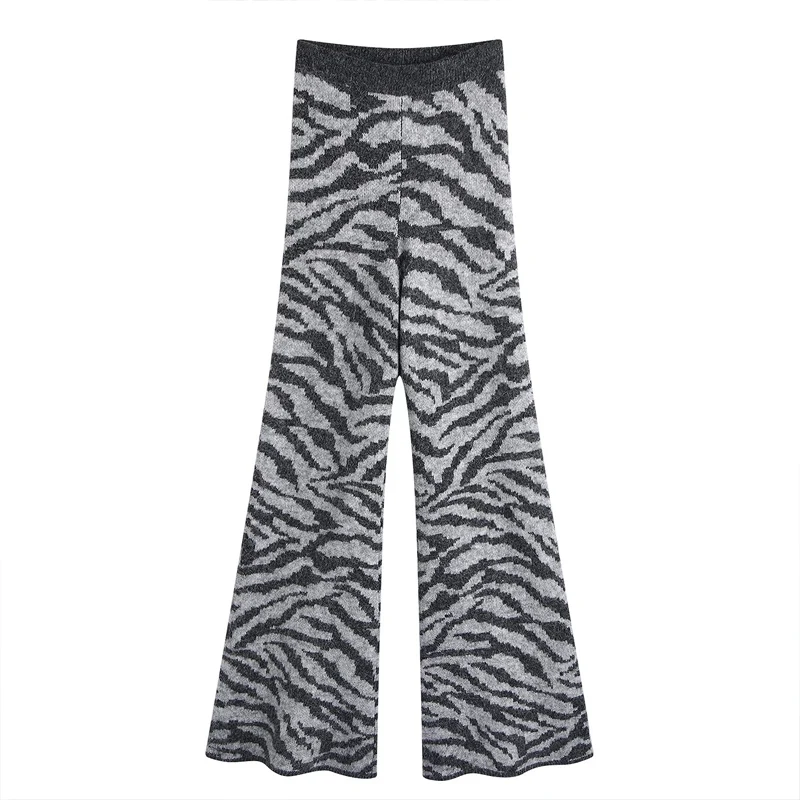 

Женские осенние расклешенные брюки-альпака 2021, Модные леопардовые повседневные уличные брюки с эластичным поясом, длинные брюки
