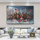 Ретро-постер, европейская средневековая война, холст, живопись и печать, настенное искусство, скандинавский декор для гостиной, картина без рамки