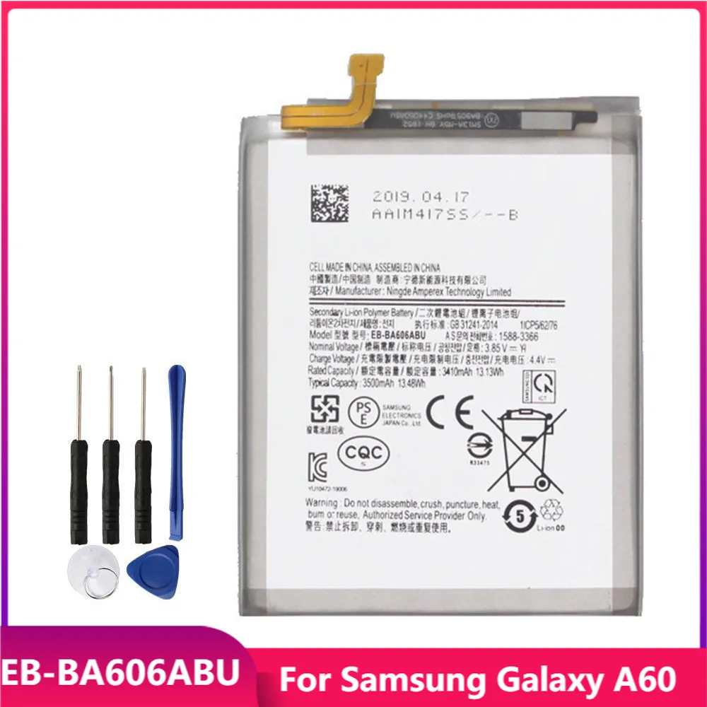 

Оригинальная Аккумуляторная батарея для телефона Samsung Galaxy A60, сменные аккумуляторные батареи 3500 мАч с бесплатными инструментами