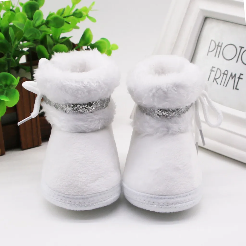 Baby Autumn Cashmere Plush Boots Girl Boys Winter Warm Shoes Bandage Toddler Fuzzy Balls First Walkers Kid Newborn |