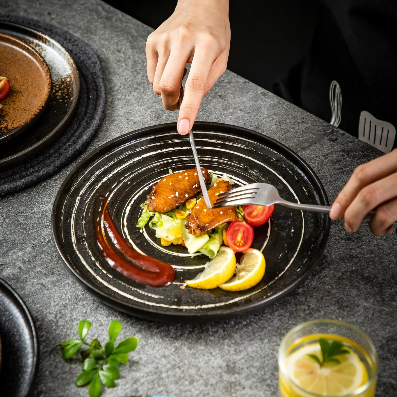 Красивые тарелки с узором в виде туманности блюдо для чая К салата европейский