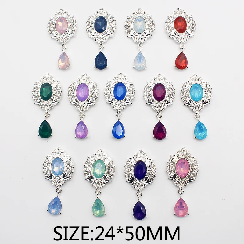 

10pcs 24*50mm alloy shiny rhinestone snow protein pendant DIY clothing gift box brooch bow knot jewelry decoration accessories