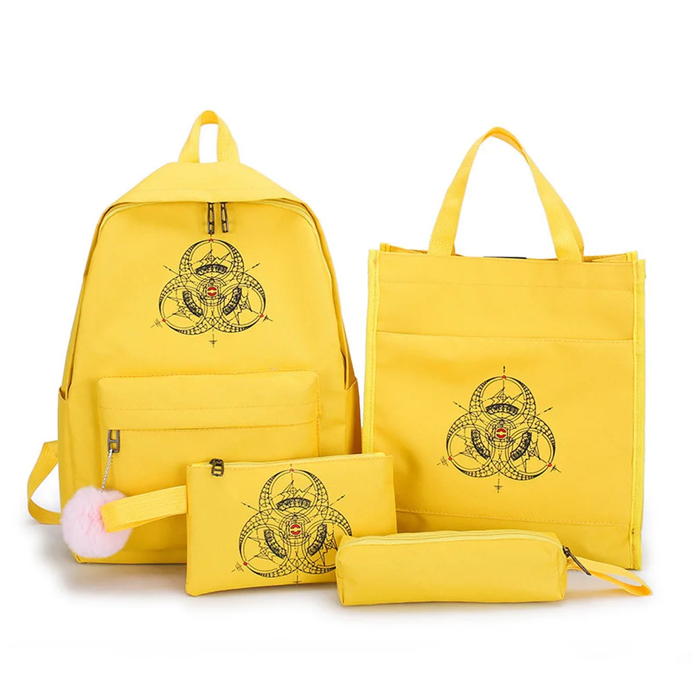 

2020 Fashion 4Pcs/set Women Canvas Backpack Preppy Style Shoulder Bag Large Capacity School Bag Multifuncation Travel Backpack