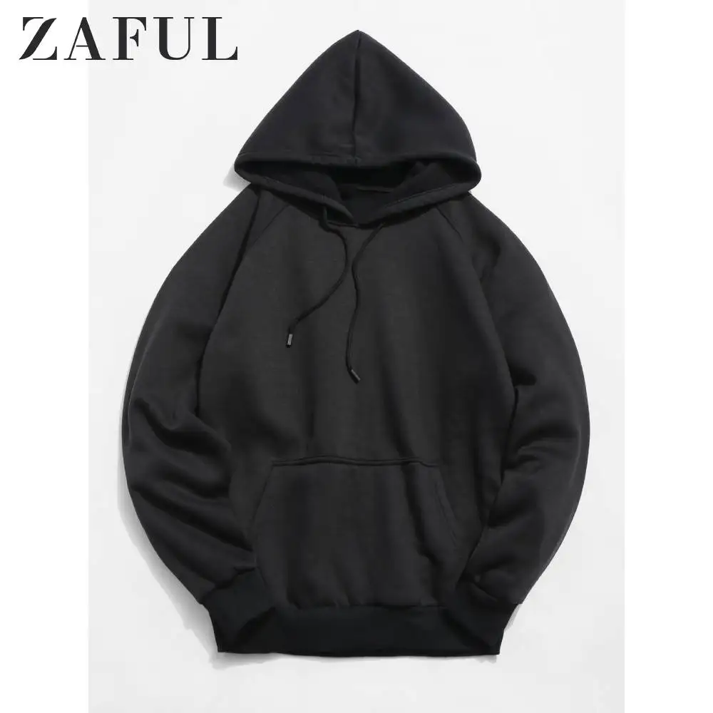 ZAFUL базовый Повседневный однотонный цветной чехол с карманом флисовая толстовка